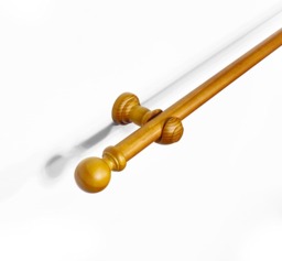 Lister Cartwright 28 mm Eyelet Wooden Curtain Pole Set Fixed Length (Aged Oak Traditional Ball, 200 cm)
