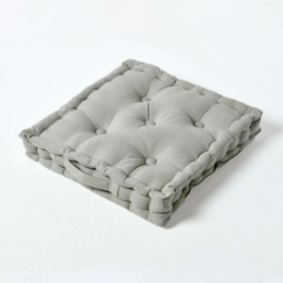 Homescapes Luxury Cotton Grey Floor Cushion - 40 x 40 cm Grey 40 x 40 cm