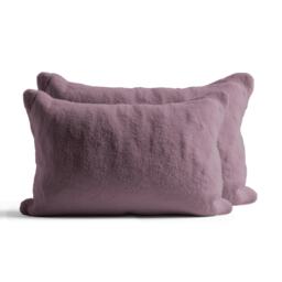 Teddy Bear Fleece Super Soft Cosy Pillow Case Pair Purple Purple Lilac