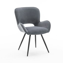 Set of 2 Lily Modern Velvet Dining Chair Padded Seat Metal Legs Kitchen (Grey) Grey Grey One Size