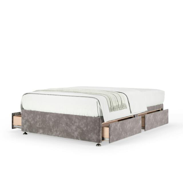 Memory Maestro Memory Foam Silver Chenille 4 Drawer Divan Set Super King