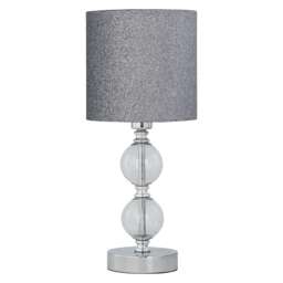 Chrome Two Ball Table Lamp with Silver Glitter Shade Chrome Grey Medium 1