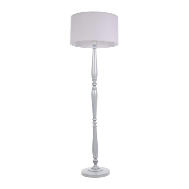 ValueLights Victoria Grey Wood Floor Lamp Grey Shade Grey Grey