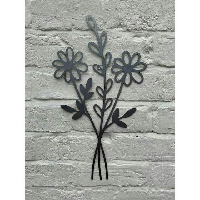 Wildflower Bouquet Garden Wall Art - W30 x H50 cm - Black