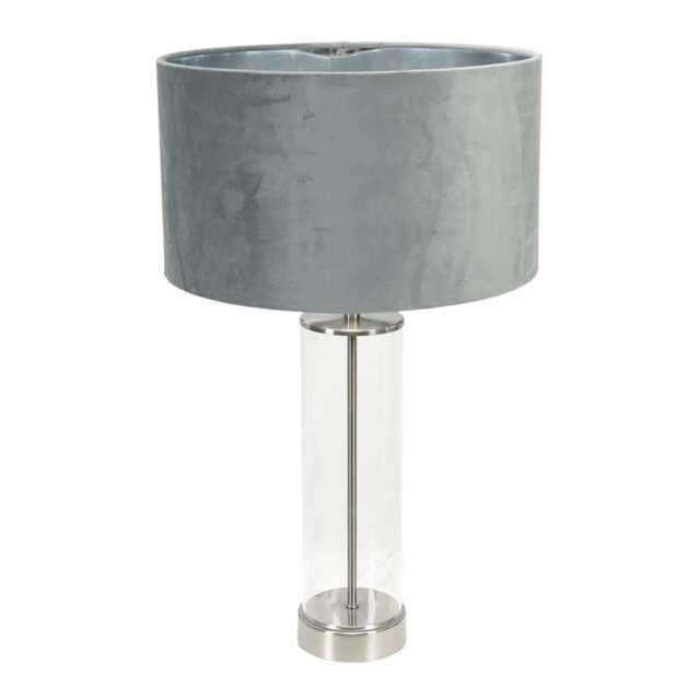 ValueLights Balan Brushed Chrome Table Lamp Grey Velvet Chrome Shade