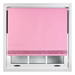 FURNISHED Thermal Blackout Roller Blinds with Glitter Edge - (W)125cm x (L)165cm Pink Pink (W) 125cm x (L) 165cm