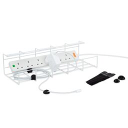 LIVIVO Under Desk Cable Tray Steel Wire Organiser White