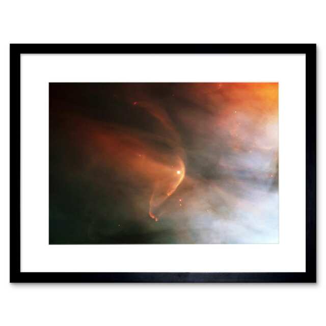 "Hubble Bow Shock Near Young Star LL Ori Orion's Nebula 9x7"" Black Framed Wall Art Print"