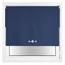 Blackout Roller Blind Diamond Eyelet Metal Fittings Blue Navy