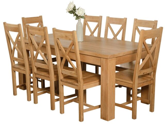 Dakota 182 x 92cm Oak Large Dining Table and 8 Berkeley Chairs Brown Brown