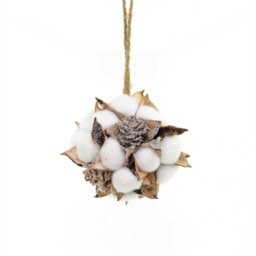 COTTON-BALL Handmade 12cm Cotton Ball Christmas Hanging Pine Cones Xmas Decoration Home Décor, White/Brown