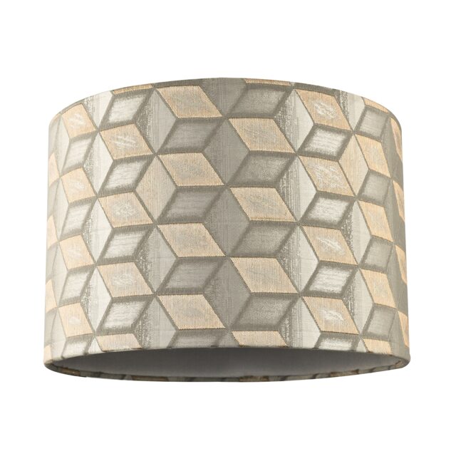 Contemporary Jacquard Drum Lamp Shade with Gold and Silver Diamonds Silver Silver 1