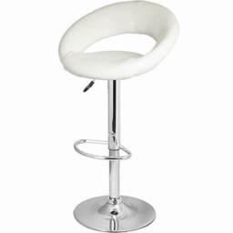Saturn White Bar Stool Moon Faux Leather Height Adjustable. White