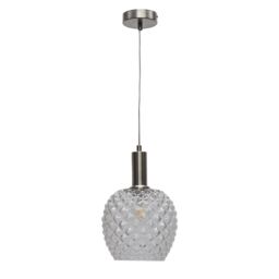 Baine - Clear Textured Glass Satin Nickel Deco Pendant Fitting