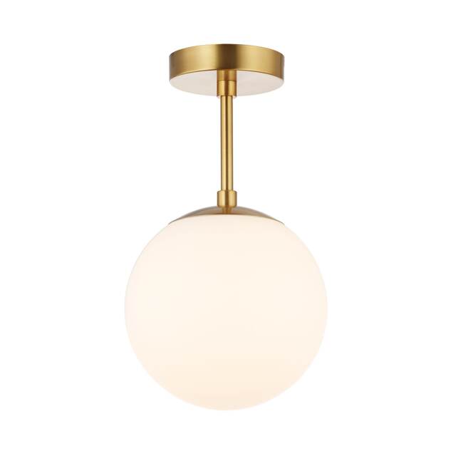 Traditional Glass Globe IP44 Bathroom Ceiling Light Fixture in Brushed Gold Gold Gold 1