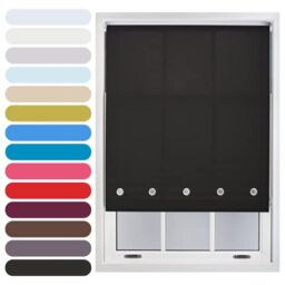 FURNISHED Roller Blinds Daylight Round Eyelet Light Filtering Easy Fit Trimmable Window Blind Black Black (W) 135cm x (L) 165cm