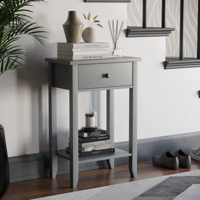 Vida Designs Windsor 1 Drawer Console Table With Shelf, Grey