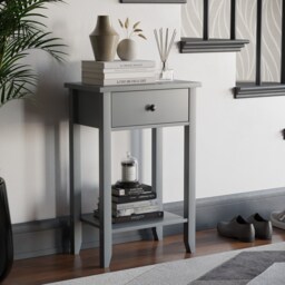 Vida Designs Windsor 1 Drawer Console Table With Shelf, Grey