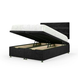 Black Naples Velvet Ottoman Base and Milan Headboard King Size Multi