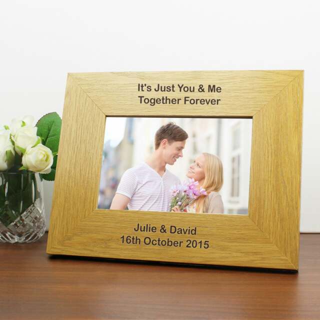 Personalised Long Message 6x4 Landscape Oak Finish Photo Frame Brown One Size