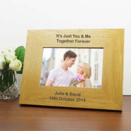 Personalised Long Message 6x4 Landscape Oak Finish Photo Frame Brown One Size