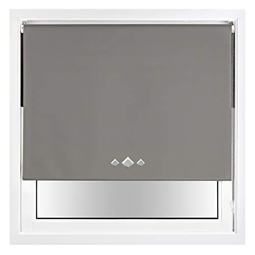 Blackout Roller Blind Diamond Eyelet Metal Fittings Grey Dark Grey