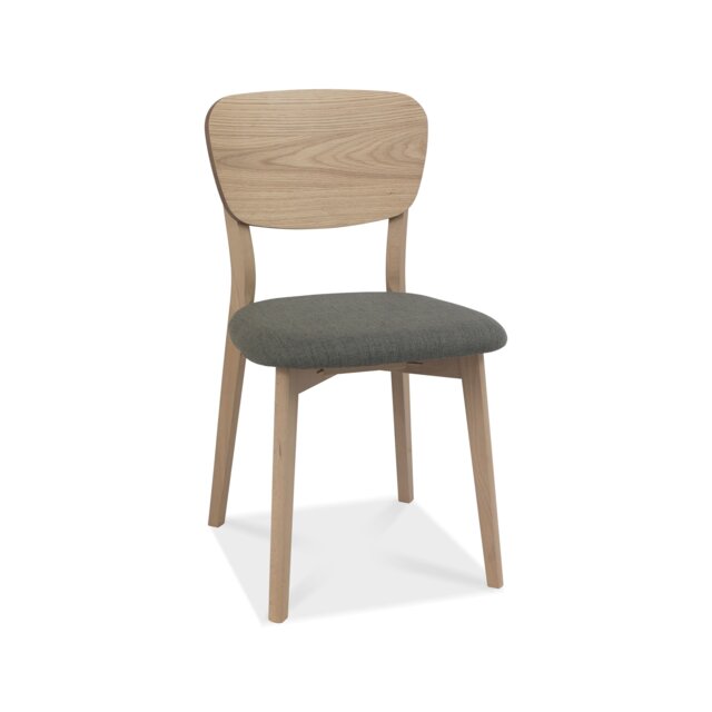 Bentley Designs - Dansk - Scandi Oak Dining Chair in Cold Steel Fabric (Pair)
