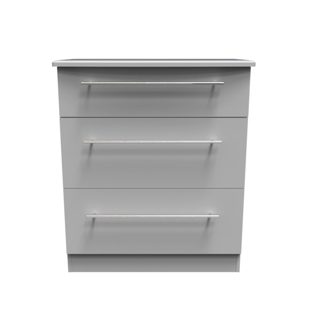 Carlton 3 Drawer Deep Chest of Drawers in Grey Matt (Ready Assembled) Grey Grey Matt