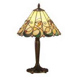 Jamelia 1 Light Small Table Lamp Tiffany Glass, Dark Bronze Paint with Highlights, E27