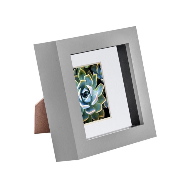 "Nicola Spring 4 x 4"" Photo Frame - Grey/White Mount - 3D Photo Frame Picture Frame Box Portrait Display Case (12.5 x 12.5cm)"