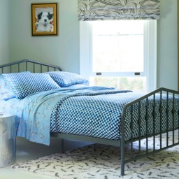 Blue Petite Painted Check Duvet Cover Set Blue Super King Blue Super King