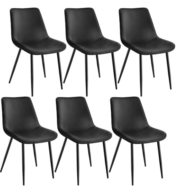 Dining Chair Monroe - padded, velvet look, ergonomic seat, black steel legs Black black 6