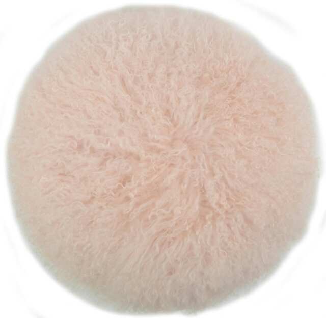 SNUGRUGS Mongolian Sheepskin Cushion - Round - 40cm Pink Round 40cm