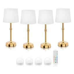 Omniance Siena Rechargeable Wireless Table Lamp with Remote White Brass & White
