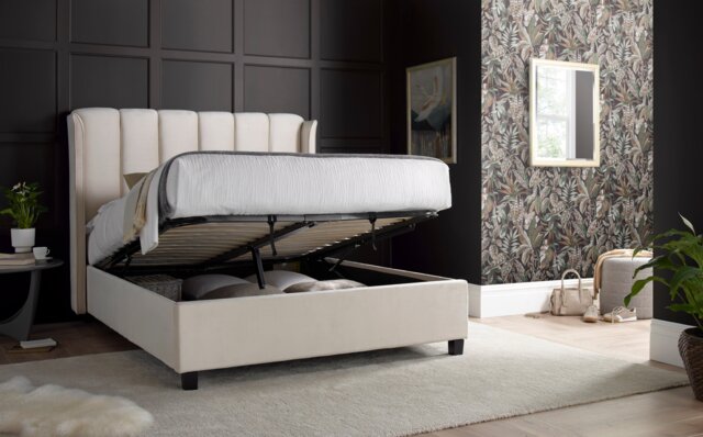 Aurora Warmstone Velvet Ottoman Bed Double Multi