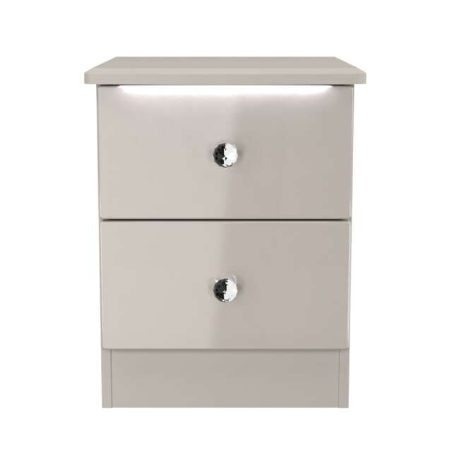 Broadway 2 Drawer Compact Bedside Cabinet in Kashmir Gloss (Ready Assembled) Cream Kashmir Gloss