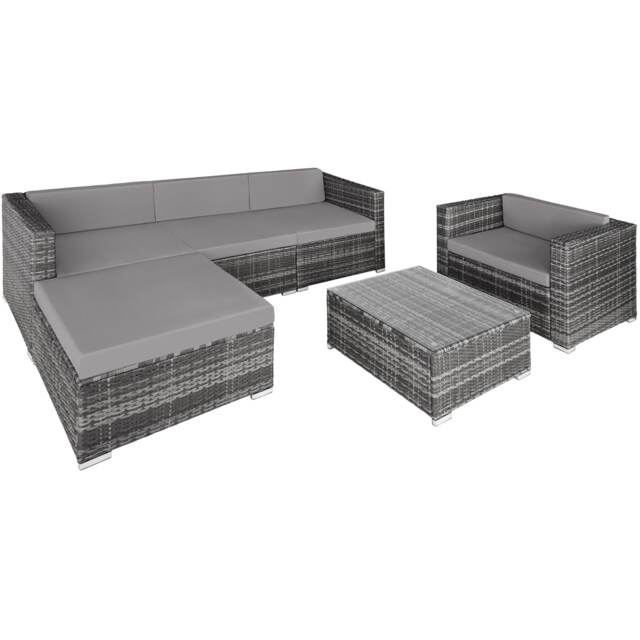 Garden Furniture Set Milan - outdoor sofa, armchair, table and padded stool Grey grey 66 x 76 x 65 cm 1