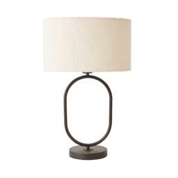 ValueLights Antonia Matte Black Oval Table Lamp Cream Boucle Shade