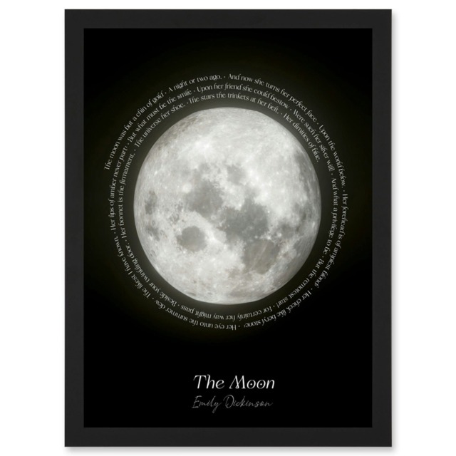 Emily Dickinson Moon Poem Quote Home Decor Black Framed Wall Art Print A4