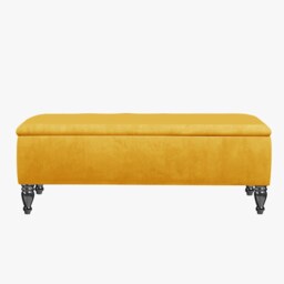 Lisbon Plain 90cm Ottoman Storage Bench - Plush Velvet Shoe Bench - Mustard Gold Upholstery Footstool with Storage