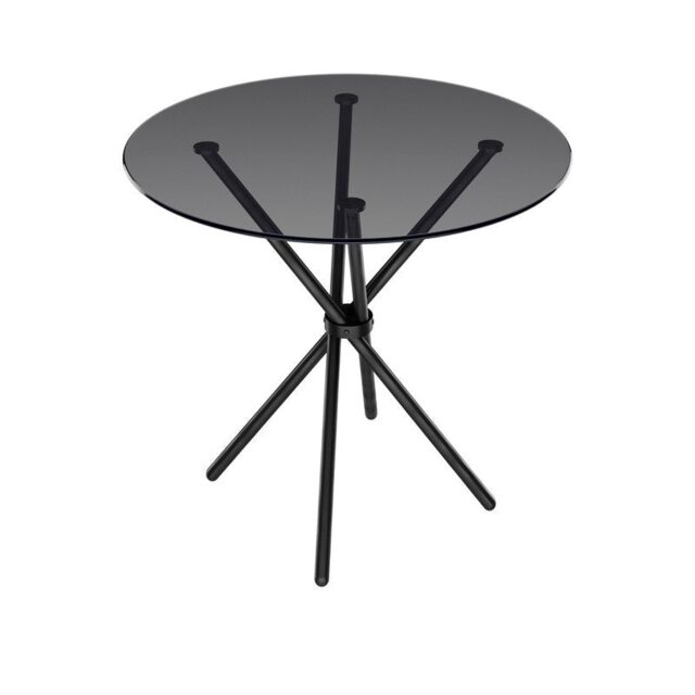 Casa Smoked Top Black Legs Dining Table - Glass - L90 x W90 x H74.5 cm Black