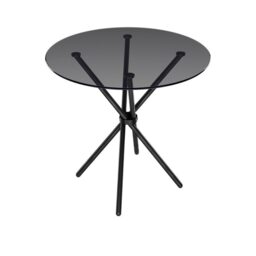 Casa Smoked Top Black Legs Dining Table - Glass - L90 x W90 x H74.5 cm Black