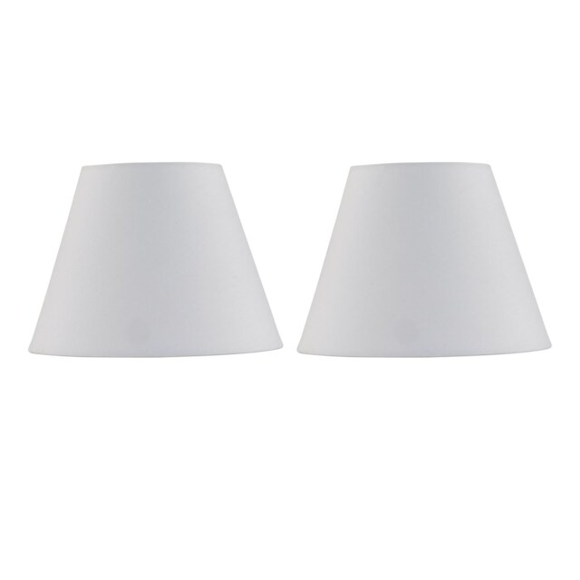 Set of 2 Ivory Cotton 20cm Diameter Tapered Fabric Lamp Shades White Medium 2