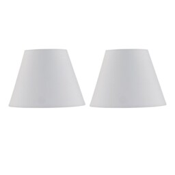 Set of 2 Ivory Cotton 20cm Diameter Tapered Fabric Lamp Shades White Medium 2