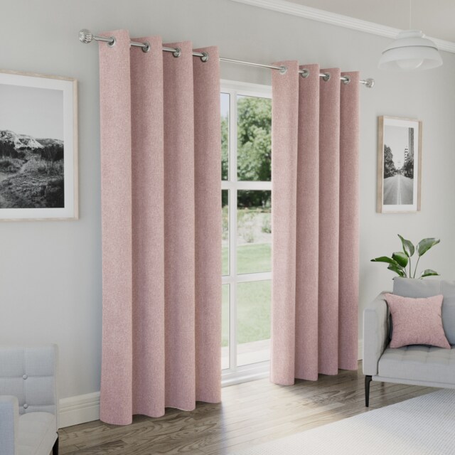 Enhanced Living Austin Blackout, Thermal Blush Curtains with Eyelet Header (PAIR) - 46x90 inch (117x229cm) Pink Blush 2