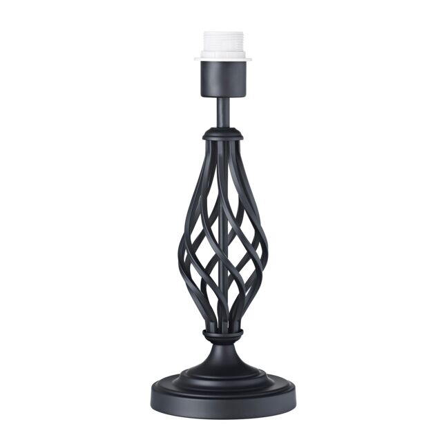 Traditional Black Table Lamp Base with Twist Metal Stem Design and Inline Switch Black Black 1