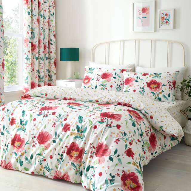 D & D Abstract Poppy Duvet Cover Set Red