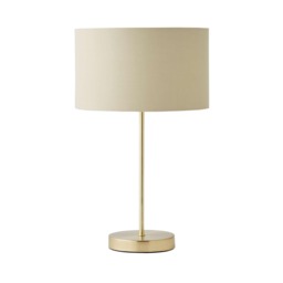 ValueLights Charlie Gold Table Lamp Beige Gold Shade and Bulb
