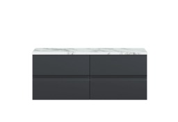 Balterley Mavesyn Contemporary 4 Drawer Wall Hung Vanity Unit with Laminate Worktop, Dark Grey, 1200mm