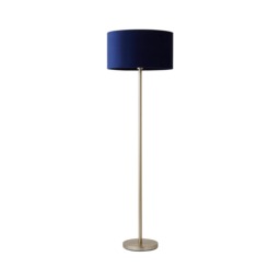 ValueLights Charlie Chrome Stem Floor Lamp Navy Velvet Shade